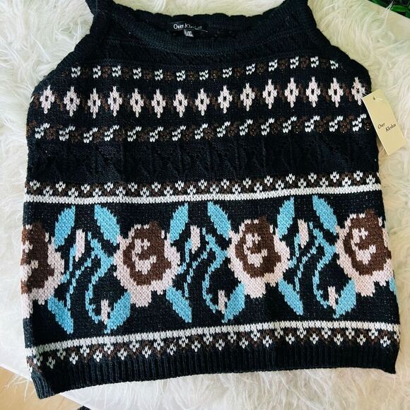 Vintage style / crotchet style black floral boho casual tank top L/ XL - Picture 9 of 9